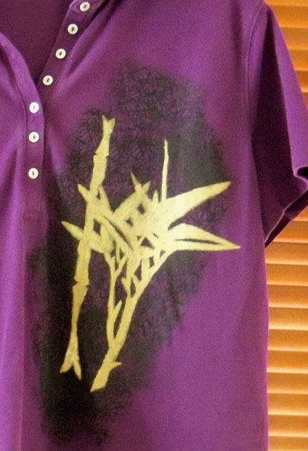 [Silkscreened Shirt showing bamboo layered silkscreens]